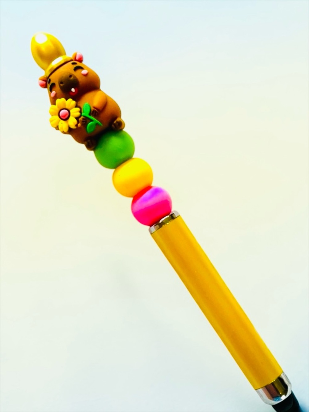Cute Capybara Flower handmade beaded stylus